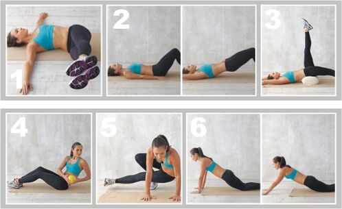 Un complexo de exercicios no estómago e os lados para as mulleres
